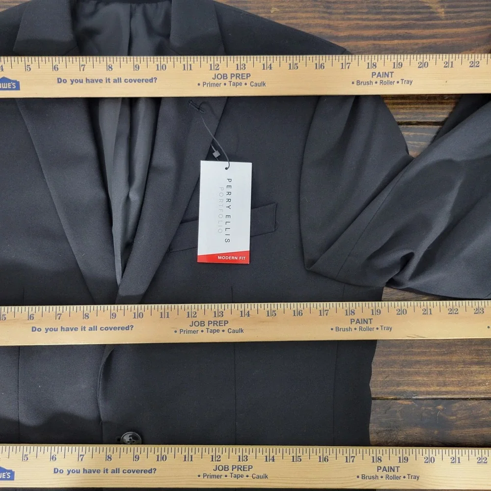 Perry‎ Ellis Portfolio Men's Sport Coat Blazer Two Button Black Stretch 36R NEW